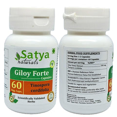 Satya Naturals Tinospora Cordifolia Giloy, Guduchi Extract Capsules, Highest Potency, 100% Herbal Product | 500mg 60 Capsules 100gm 0.2lbs Each Pack Of 2