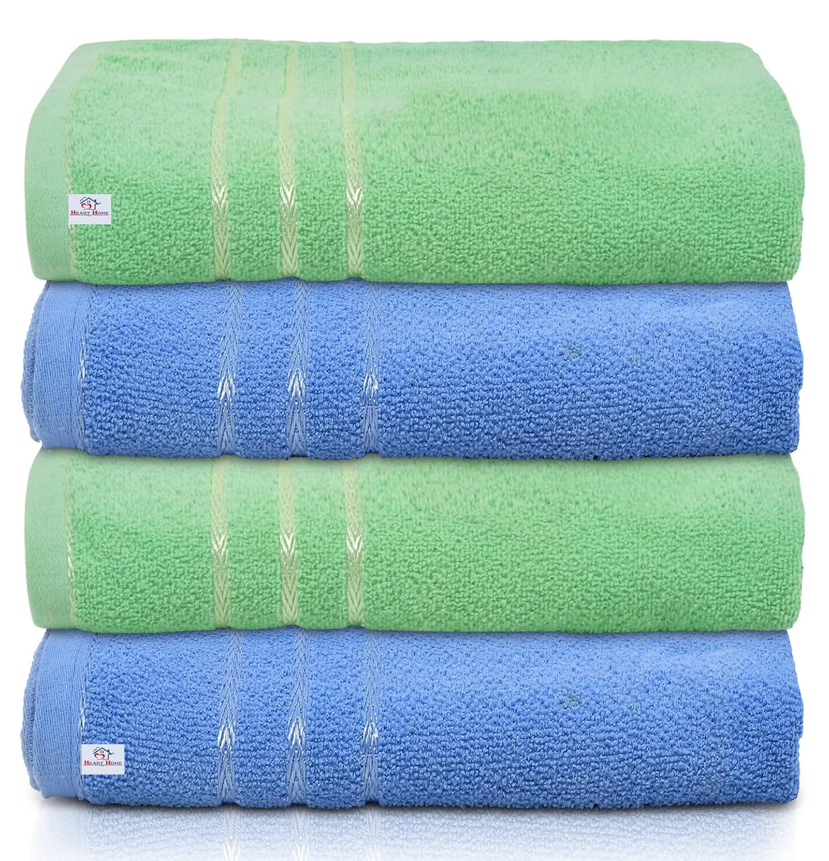 Kuber Industries Premium Bath Towel 2000 Gsm | Super Soft, Fluffy & Absorbent Cotton Bath Towel Perfect For Daily Use (Green & Black) - Pack Of 4