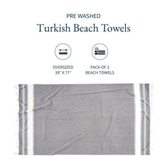 Lane Linen Large Beach Towels 699 Gsm | Oversized, Pre-Washed, No-Shrink Sand Free, Quick Dry, Lightweight Travel Towel- Smoky Black (2 Pack)
