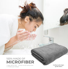 Black Gold The Finer Touch Oversized Microfiber Bath Towel 2600 Gsm | Soft Quick-Dry Microfiber Towel For Men & Women (Grey)- Pack Of 4