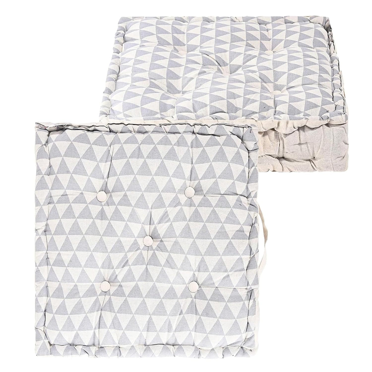 Cotton Chair Cushions Pillow For Sitting, Back Rest, Triangular Print - Grey | Chair Pad For Office Work & Posture Support | Furniture Cushion, Lightweight & Long Lasting - Pack Of 2