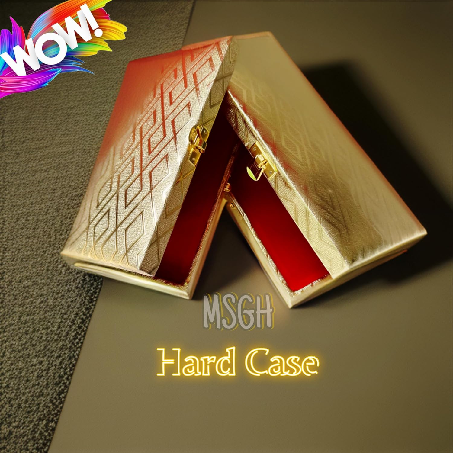 Designer Premium Mdf Wedding Box/Cash Box, Shagun Box, Decorative Box, Money Box, Gaddi Box 20 X 9 X 4cm, Colour - Golden, Style - Elegant