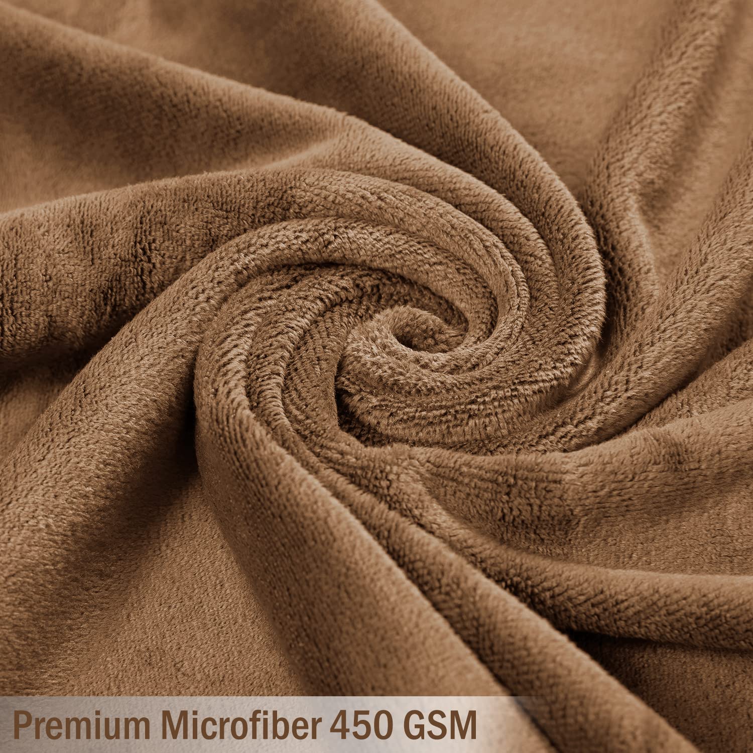 Hokipo Super Soft Microfiber Bath Towel 450 Gsm Large Brown (IN-641-LBR)