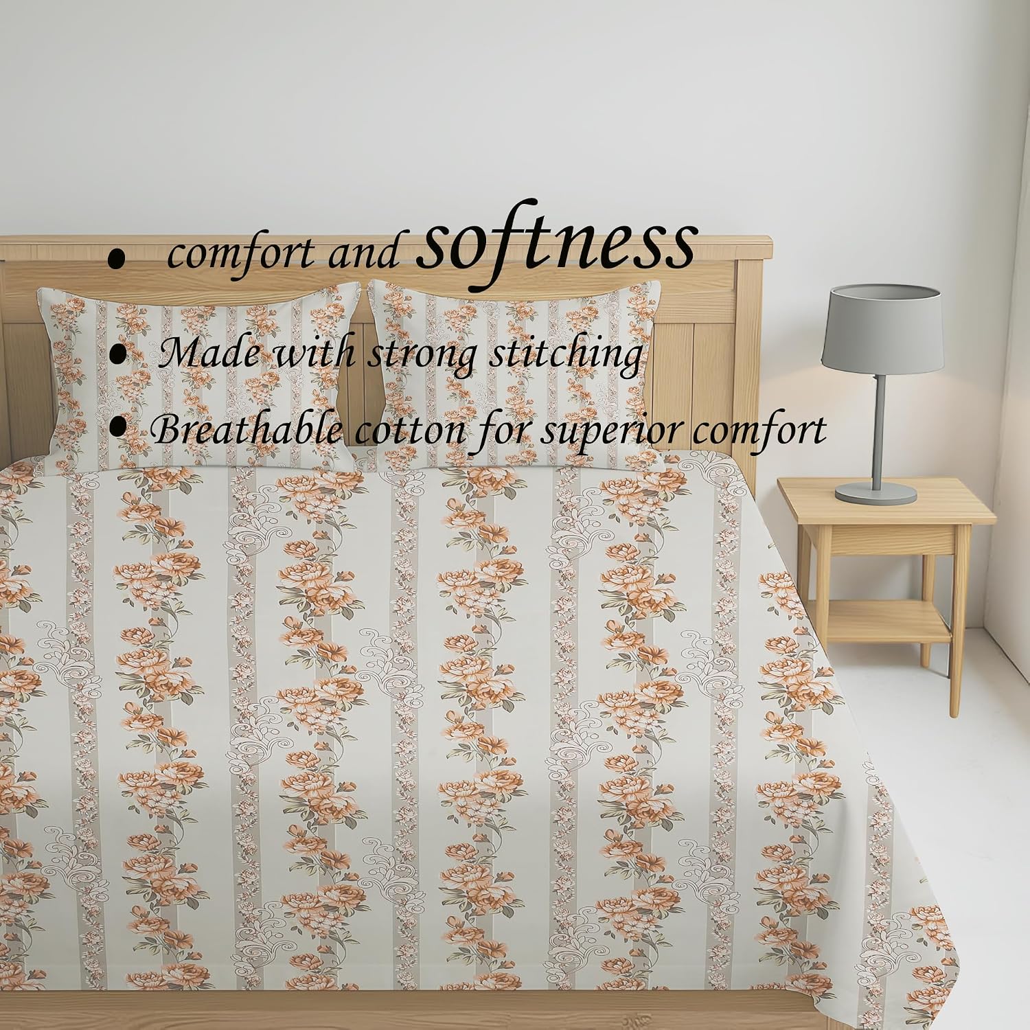 Luxurious Queen Size Bedsheet For Double Bed With 2 Pillow Cover - 90 X 90 Inches, Light Brown | Perfect For Daily Use, Guest Rooms | Gift For Housewarmings, Weddings
