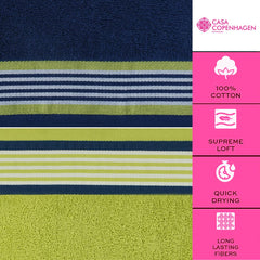 Casa Copenhagen, Germany Design He & She Super Soft Collection 100% Cotton 2 Pieces Large Bath Towel 525 Gsm - California Blue & California Green