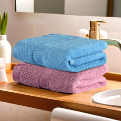 Kuber Industries 144tc Pack Of 2 Cotton Hand/Face Towels For Men & Women | Easily Washable | Workout Gym Napkins Pocket Towel (Pink & Sky Blue)