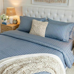 Queen Size Bed Sheet Includes 2 Pillow Covers - 88 X 98 Inches, Jean Blue | Soft & Breathable Cotton Bedsheet For Double Bed | Ideal For Daily Home Use