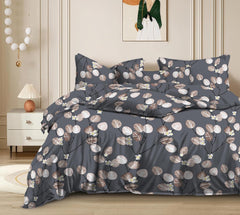 Printed King Size Double Bed Bedsheet With 2 Pillow Cover | 72 X 78 Inches, Grey | All Around Elastic Fitted Bedsheet | Softness & Comfortable Rest In Any Season