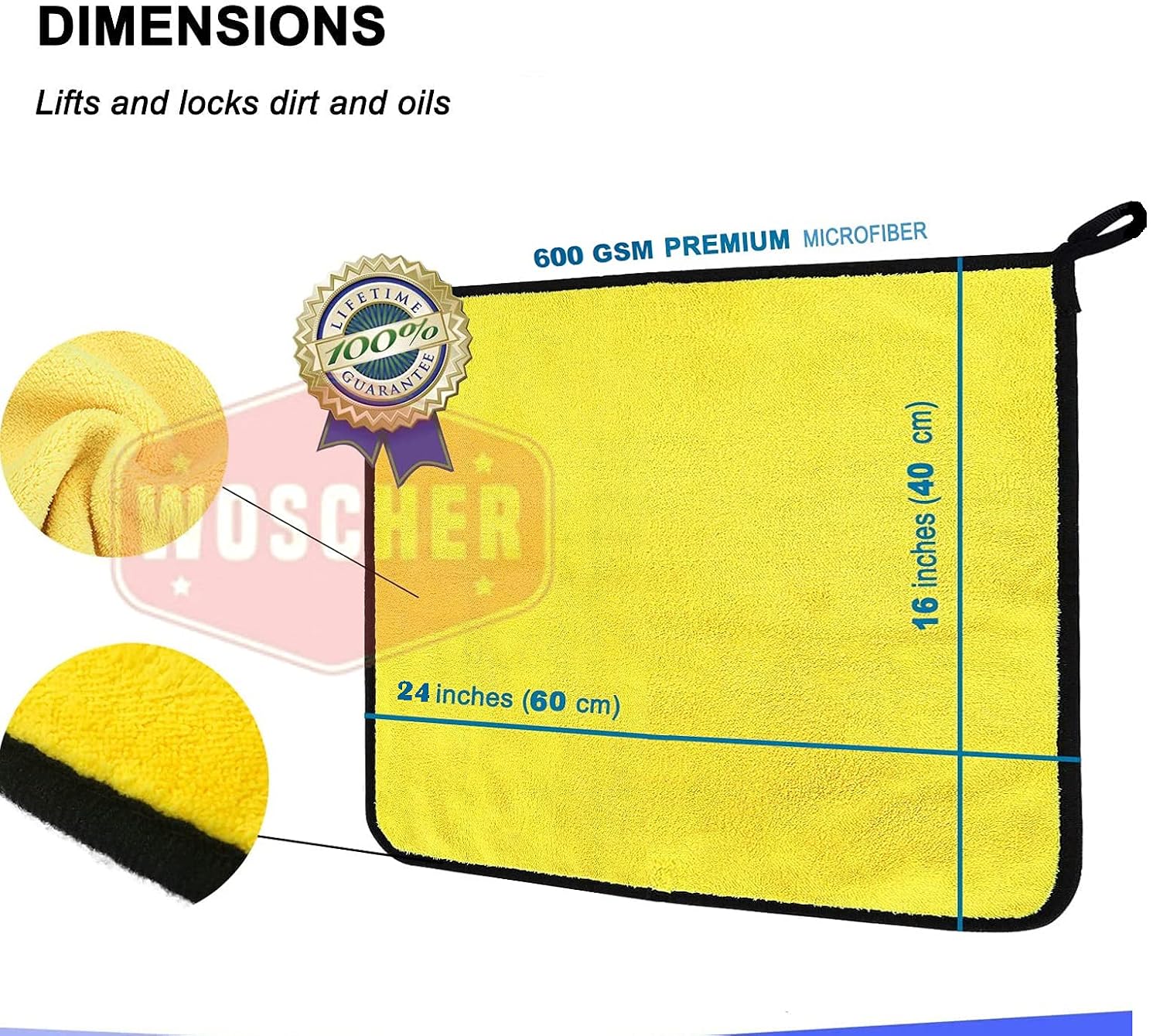 Woscher Microfiber Cloth 800 Gsm | Ultrasoft & Quick Drying Car Microfiber Cleaning Towel, Lint Free Automotive Microfiber Towel (Yellow & Grey)- Pack Of 5