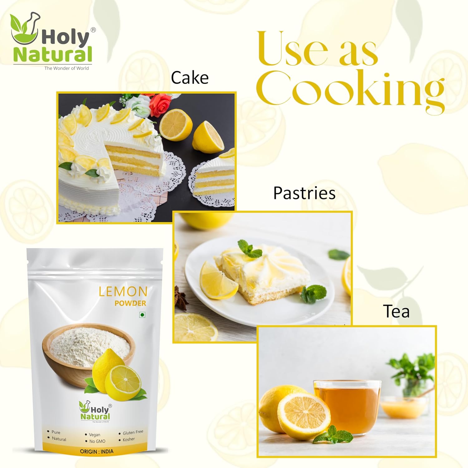 Holy Natural Lemon Powder, Rich In Vitamin C, Immunity Booster & Superfood, Healthy And Weight Loss, Use In Lemon Juice, Lemon Candy & Cooking And Baking | 200gm 0.4lbs
