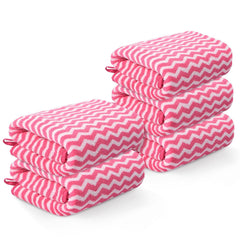Heart Home Microfiber Soft Face Towels 1100 Gsm | Quick Dry & Absorbent Hanging Hand Towels Zig Zag - Pink (Pack Of 5)