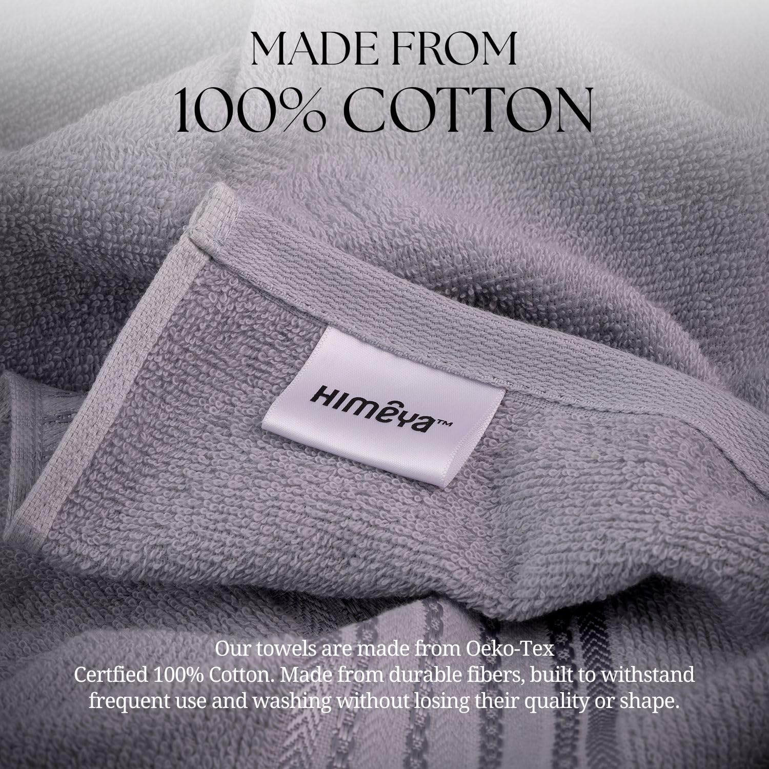 Himêya 100% Cotton Bath Towels 380 Gsm | Large Size Bath Towel For Men & Women (Grey)