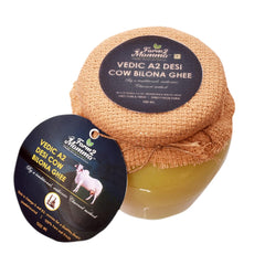 Organic Natural Vedic A2 Desi Cow Bilona Ghee By Farm2mamma | Natural & Healthy Nutrients A2 Grass Fed Cultured Ghee For Weight Loss | (500ml) 16.9 Ounce | Jar Pack