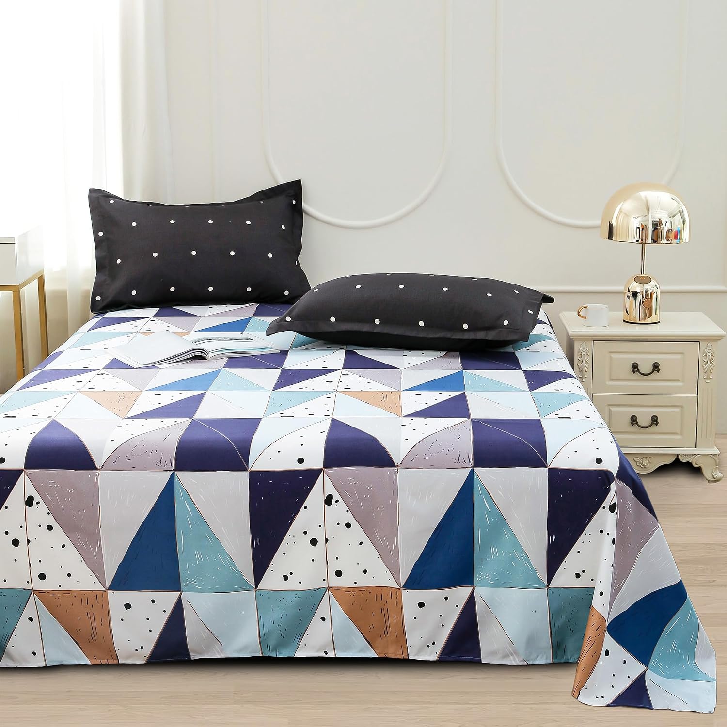 Bedsheets For Double Bed With 2 Pillow Cover - 92 X 98 Inches, Multicolor | Satin Finish Microfiber Queen Size Bedsheet | Skin Friendly & Breathable Fabric