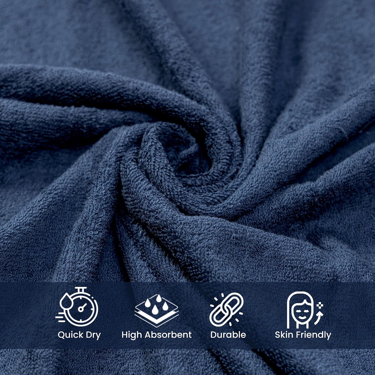 Akiko Home 100% Cotton Essential Series Bath Towel 400 Gsm | Soft, Absorbent, Quick Dry & Durable, Large Size Towel Pack Of 2 (Navy)