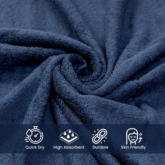 Akiko Home 100% Cotton Essential Series Bath Towel 400 Gsm | Soft, Absorbent, Quick Dry & Durable, Large Size Towel Pack Of 2 (Navy)