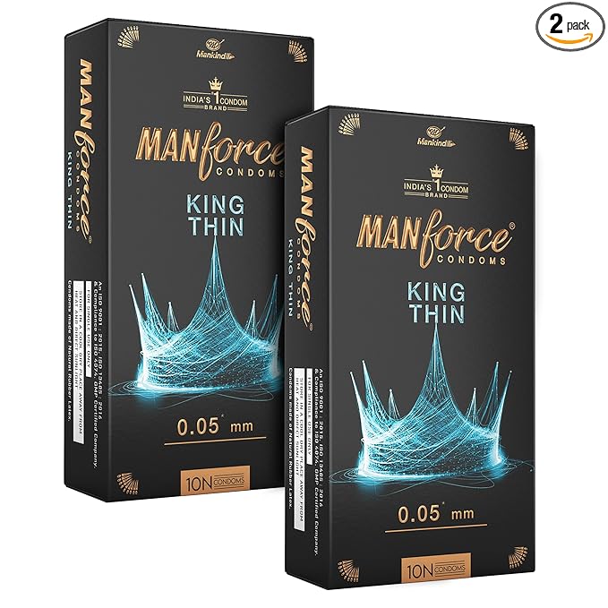 Manforce King Thin Ultra-thin Unflavoured Condoms, 10 Pieces X Pack Of 2