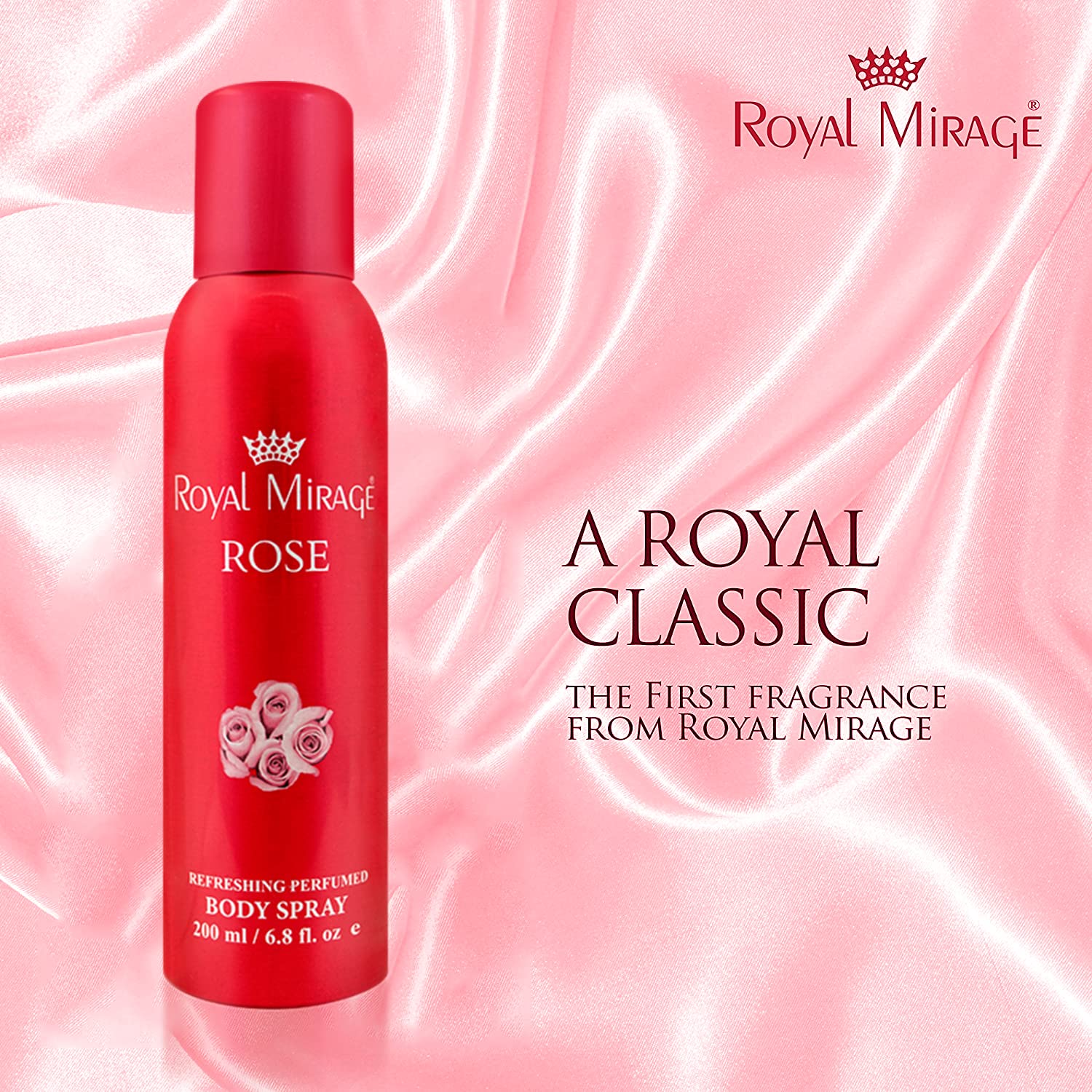 Royal Mirage Rose Refreshing Perfumed Body Spray 200ml 6.8 Fl.oz. Unisex Fragrance