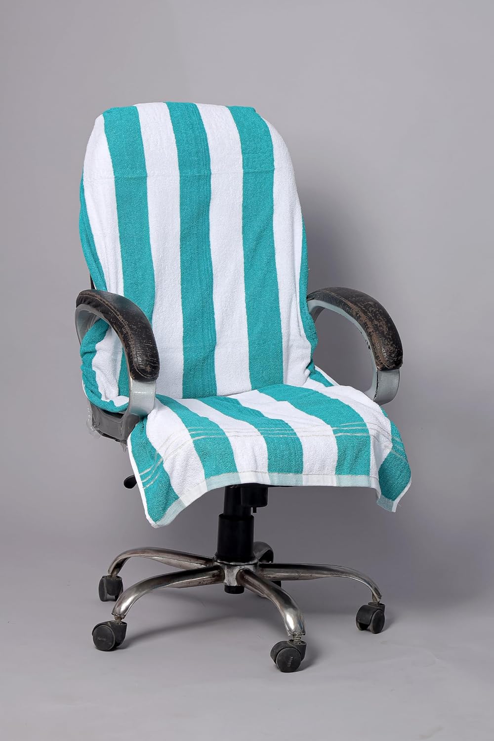 Roman Home Solid Large Luxury All Car Seats & All Office Chair Towel With Tie Knot & Elistick 450 Gsm - (Aqua Blue & White)