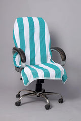 Roman Home Solid Large Luxury All Car Seats & All Office Chair Towel With Tie Knot & Elistick 450 Gsm - (Aqua Blue & White)