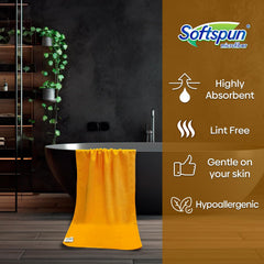 Softspun Microfiber Hair & Face Care Bath Towel 221 Gsm | Ultra Absorbent Super Soft & Comfortable Quick Drying For Men & Women Daily Use Large Size Towel (Orange)