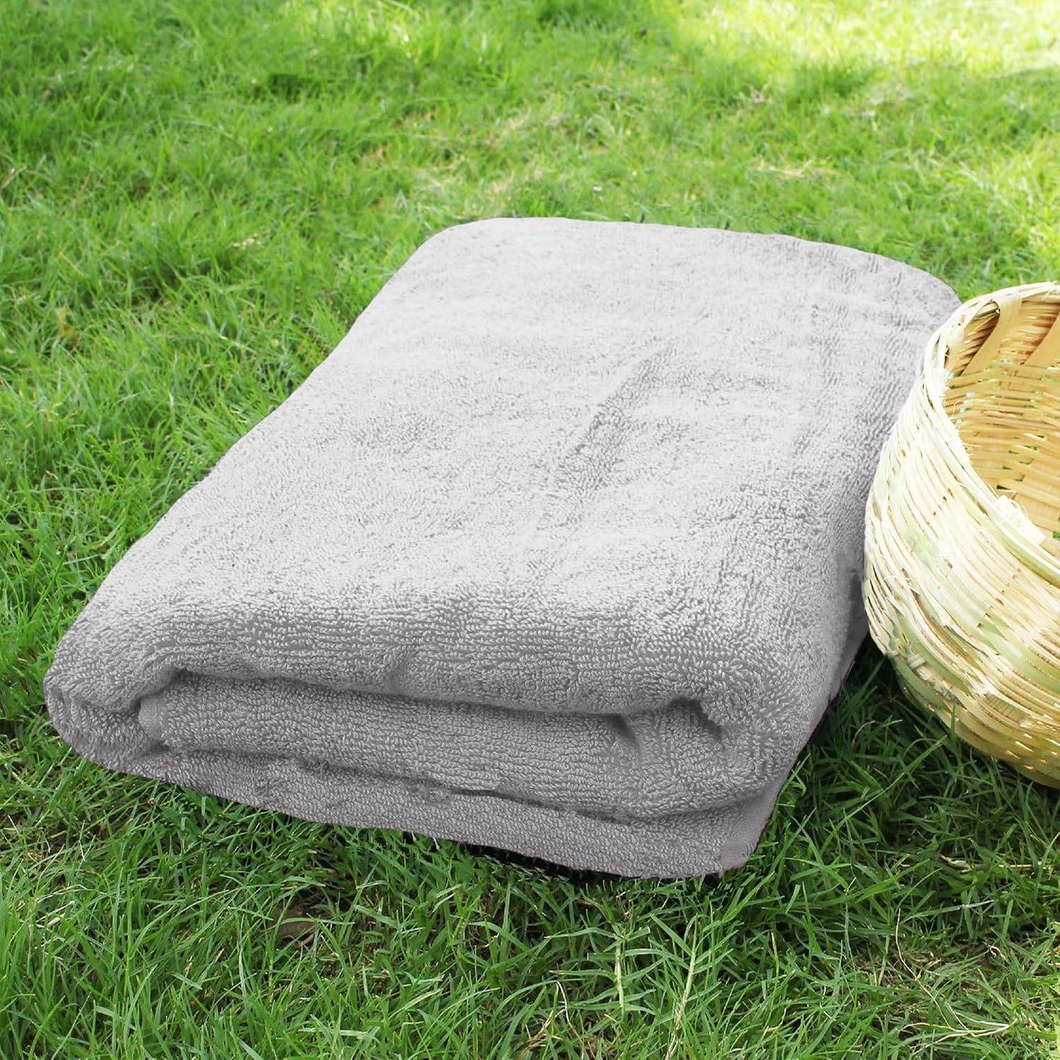 Heelium Bamboo Bath Towel 600 Gsm | Ultra Absorbent | 3x Softer Than Cotton Towels | Pack Of 2 (Light Grey, Grey)