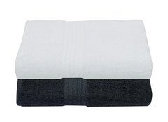 RD Trend 100% Cotton Bath Towels 1000 Gsm | Soft & Absorbent Bath Towel For Men, Women Urban Comfort (Black & White) - 2 Pcs