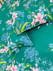 Bedsheet Single Size Elastic Fitted With 1 Pillow Cover - 48 X 72 X 8 Inches, Green | Soft Touch To Skin | Perfect Ideal For House, Hotel, Guest House Bedsheet