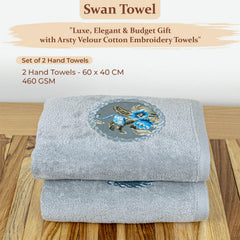 Akiko Home Prima Dream 100% Cotton Hand Towels 400 Gsm | Soft, Absorbent & Durable, Cotton Hand Towel | Pack Of 2 (Grey)