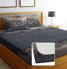 Elastic Fitted Bedsheet Queen Size With 2 Pillow Covers - 60 X 78 Inches, Coffee | Lightweight, Soft & Comfortable | Durable & Long Lasting Wrinkle Resistant Fabric