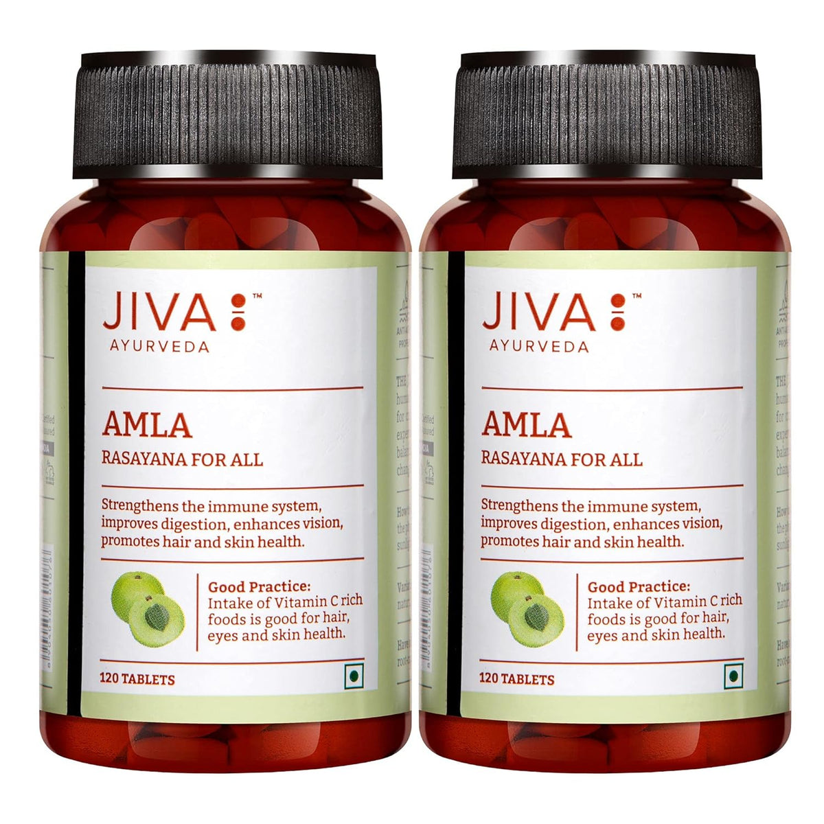 Jiva Amla Tablets 500mg 100% Pure Herbs Used, Rich In Vitamin C, Protects Against Free Radicals | Rich In Antioxidants, Improves Digestion, Enhances Vision | 120 Tablet 200gm Each Pack Of 2