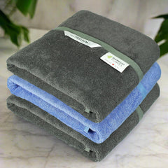 Heelium Bamboo Bath Towel 3x Softer & Quick Drying 400 Gsm (Grey & Iris)