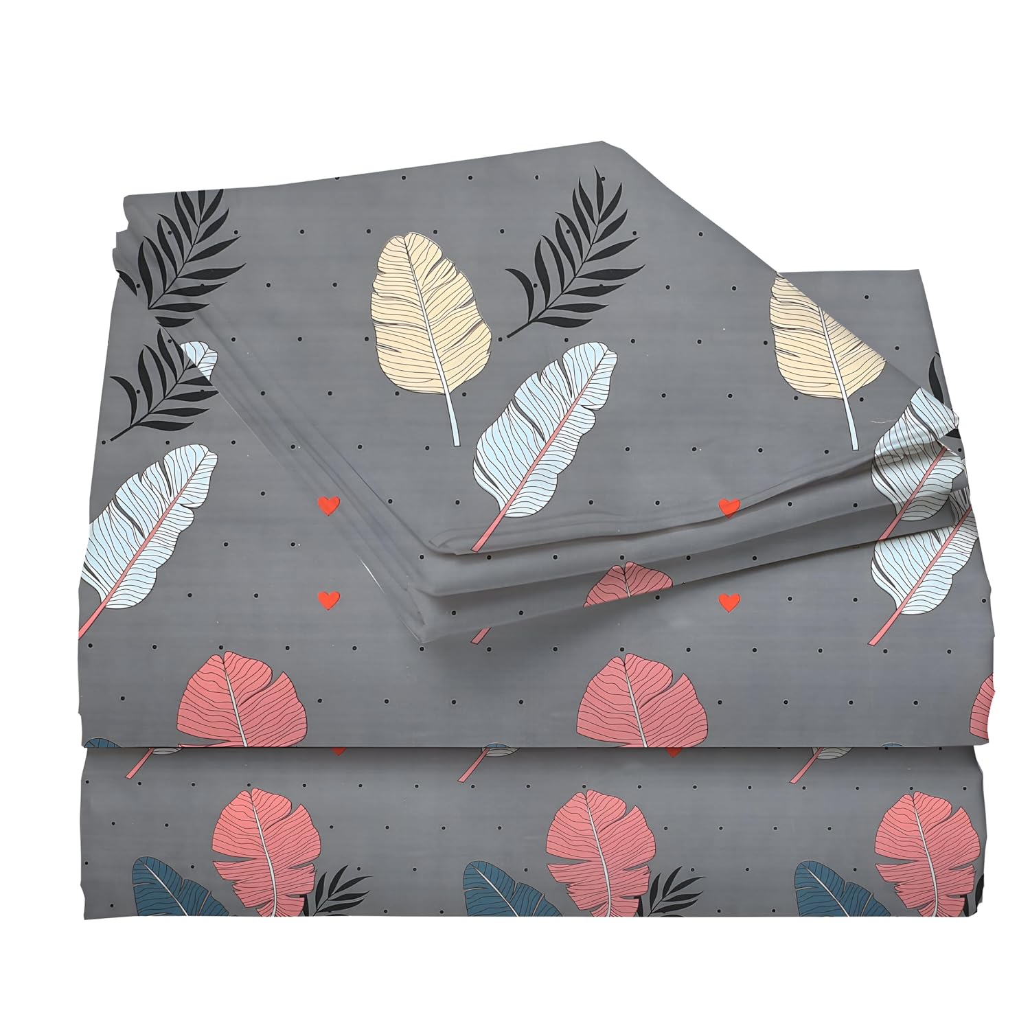 Premium Cotton Bedsheet For King Size With 2 Pillow Cover (90 X 90 Inches) Dark Grey | Long-Lasting & Luxuriously Soft | 210 Thread Count Bedsheet