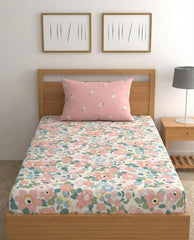 Soft Cotton Single Bed Bedsheet For Diwan Bed With 1 Pillow Cover | Size - 60 X 90 Inches, Pink | Perfect For Gifting On Occasions Like Anniversaries, Birthdays