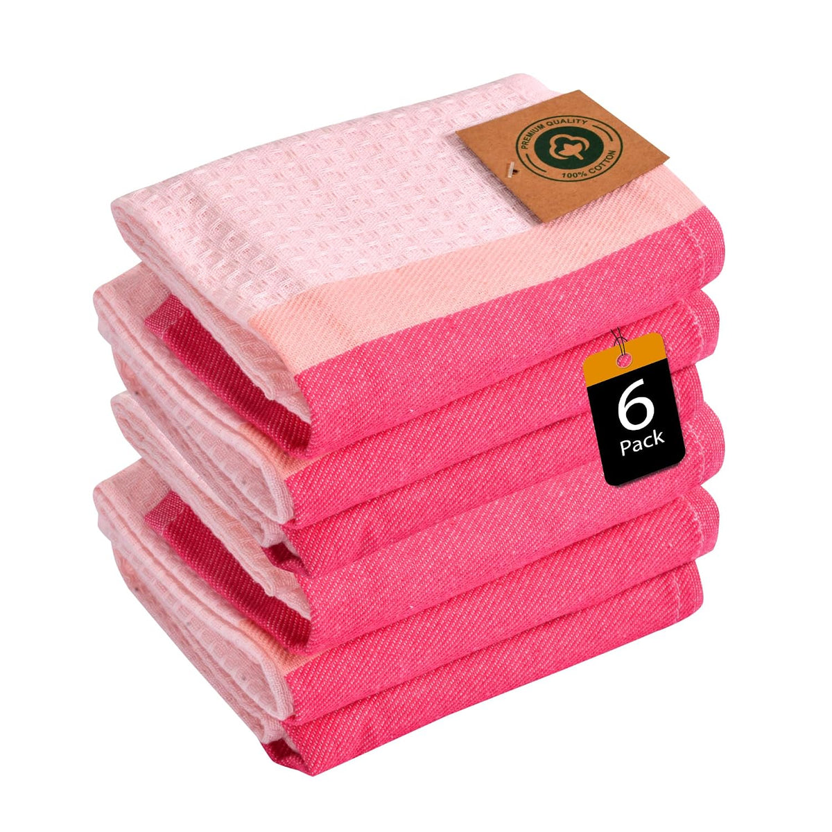 Suntails Cosmic Turkish Cotton Hand Towel 175 Gsm | Quick-Dry, Lightweight Towel With Striped Design & Fringe (Candy Pink)- Pack Of 6