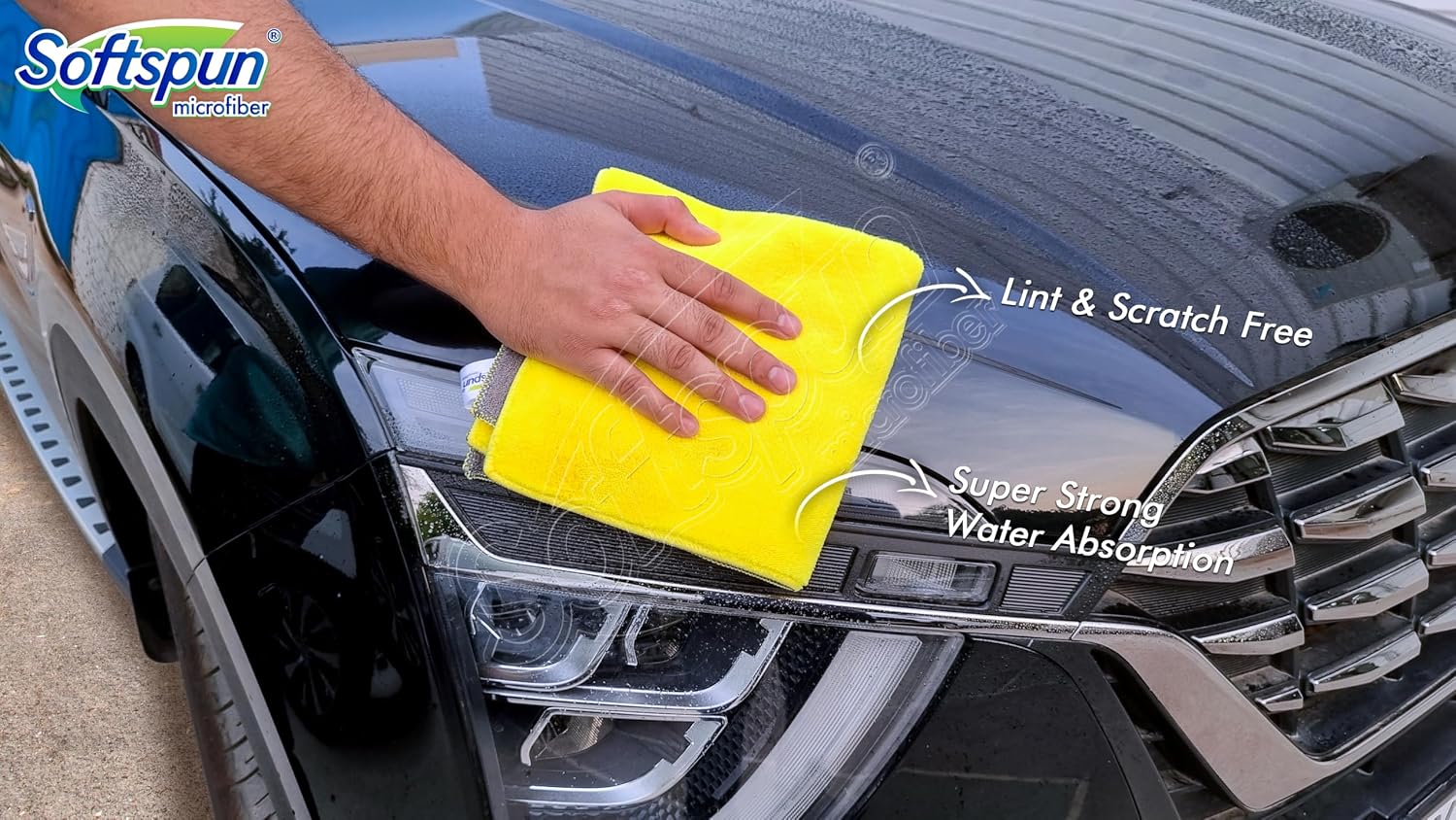 Softspun Microfiber Cloth Towel Set 400 Gsm | Extra Thick Microfiber Cleaning Cloths Perfect For Bike, Auto, Cars Both Interior & Exterior (Yellow & Grey)