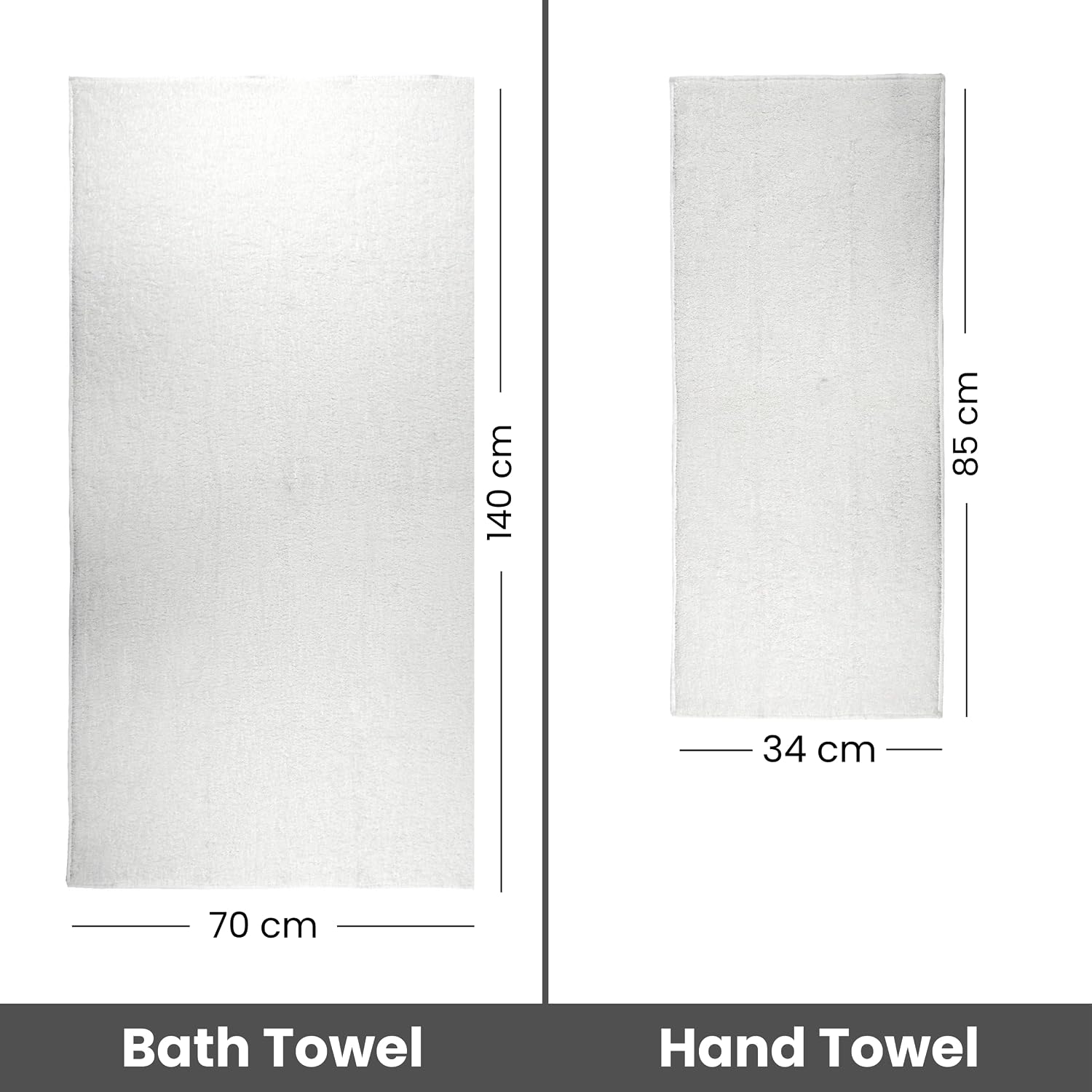 Sanglobal 100% Cotton Premium Soft Bath Towel & Hand Towel 800 Gsm (White) - Pack Of 2