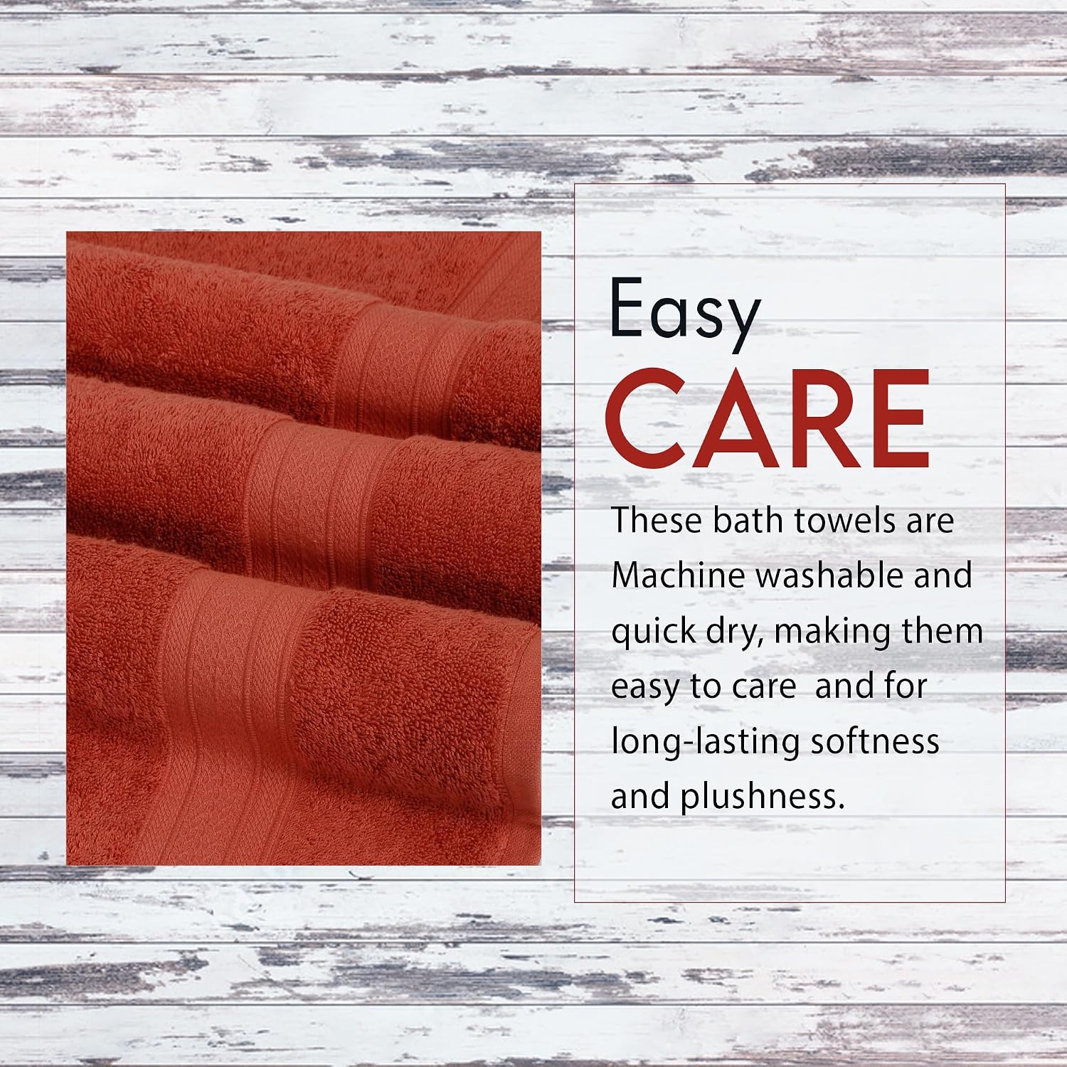 Ambra Linens Highly Absorbent Towels Set, 500 Gsm | 100% Cotton Soft And Plush All Seasons Use, Large Everyday Use, Durable (2 Pieces) | Rust