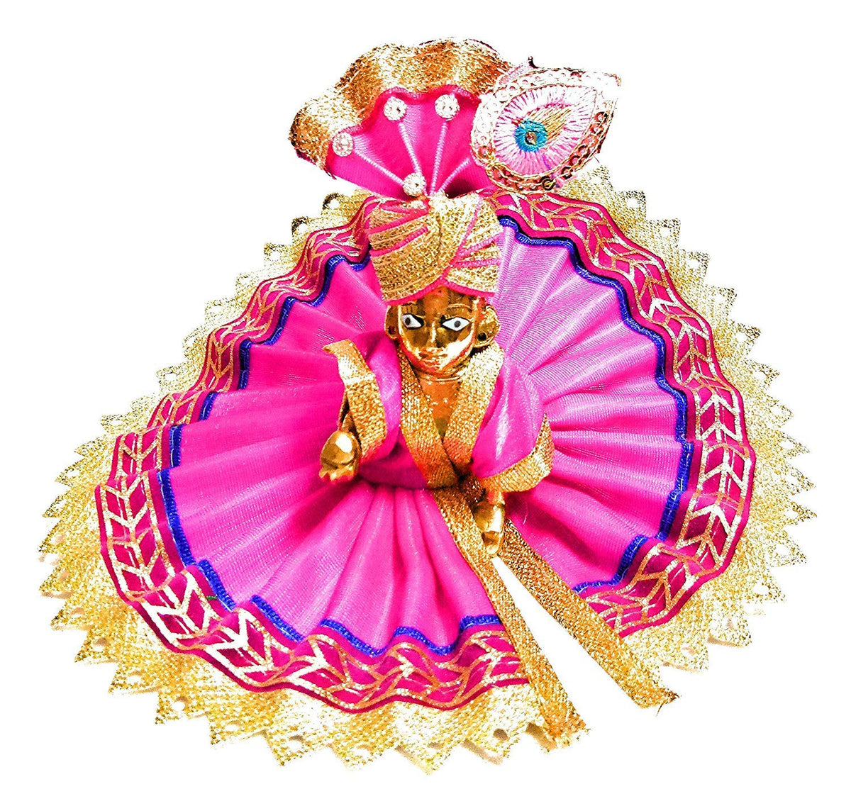 Laddu Gopal Idol, Petal Murti With Dress Combo, Kanha Ji, Golden, Brass Idol - Medium Size, Handmade, Occasion & Festival, Home Décor, Lord Krishna, Thakur Ji Statue, God Idol
