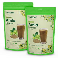 Krshak Amla Powder Pure Dried Amla Fruit Powder Enhance Hair, Skin & Health Naturally, Food Grade Seedless Fine Powder, Non - Gmo, Vegan & Preservative Free | 100gm 0.2lbs Each Pack Of 2