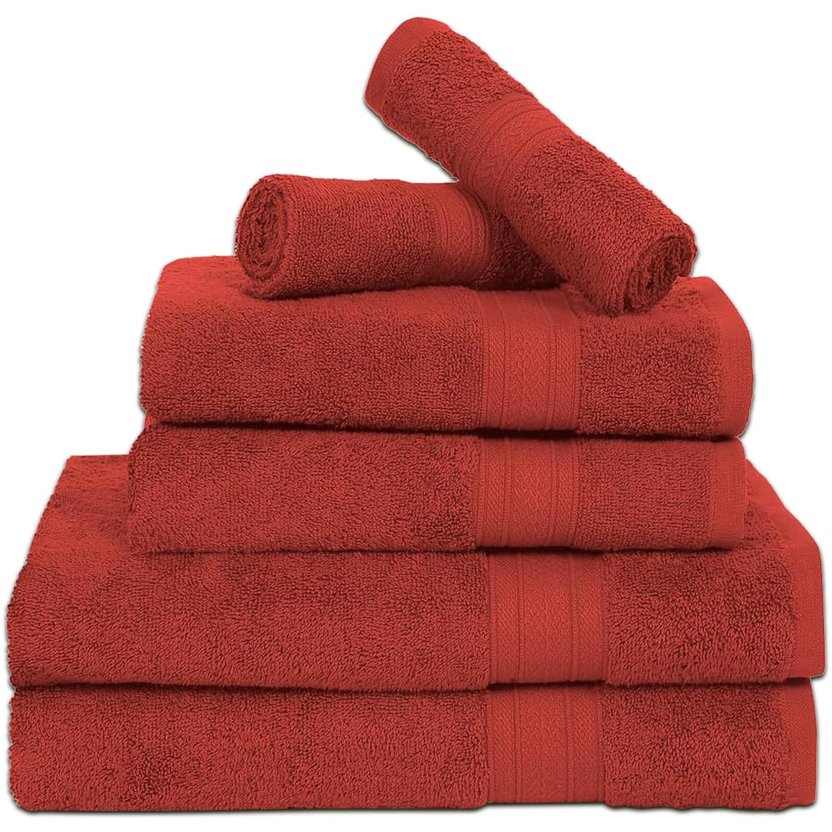 Ambra Linens 500 Gsm Highly Absorbent Towels Set 100% Cotton Soft & Plush All Seasons Use Large Everyday Use Durable Face, Bath & Hand Towels (6 Pieces Rust)