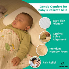 Memory Foam Baby Pillow, For Neck & Back Support, White - 20.5 X 11.5 X 2.5 Inches | Soft, Comfortable Sleeping Pillow For Newborns, Toddlers, Boys & Girls | Head Shaping, Baby Pillows