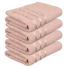 Heart Home Face Towel 800 Gsm | Facewash For Travel Workout Hand Towel | Lining Design Pack Of 4 (Brown)