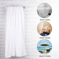 Jml Fleece Bath Towel 900 Gsm | Super Soft And Absorbent, Lint Free, Fade Resistant Oversized Bath Towel (White) - Pack Of 2