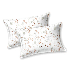 Floral Bedsheet For Super King Size Bedding With 2 Pillow Cover For Bedroom - 108 X 120 Inches, Crimson & White | Ideal For Hotel, House, Guest House