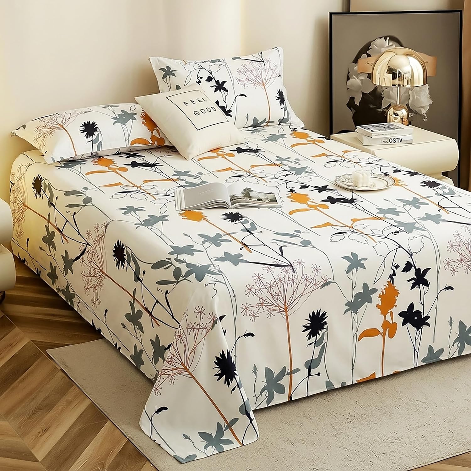 100% Cotton Elastic Fitted Double Bedsheet For Queen Size 2 Pillow Cover - 88 X 100 Inches, White | Perfect For Festive Gifting | Durability & Long-Lasting Use