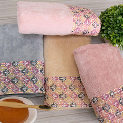 Rangoli Prima Dream 100% Cotton Lace Bath Towel 800 Gsm | Ultra Soft, Super Absorbent & Eco-Friendly Hanging Bath Towel (Multicolor) - Pack Of 4