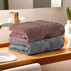 Kuber Industries Cotton Hand & Face Towels 400 Gsm | For Men & Women Easily Washable Workout Gym Napkins For Men | Pocket Towel - Grey & Brown (Pack Of 2)