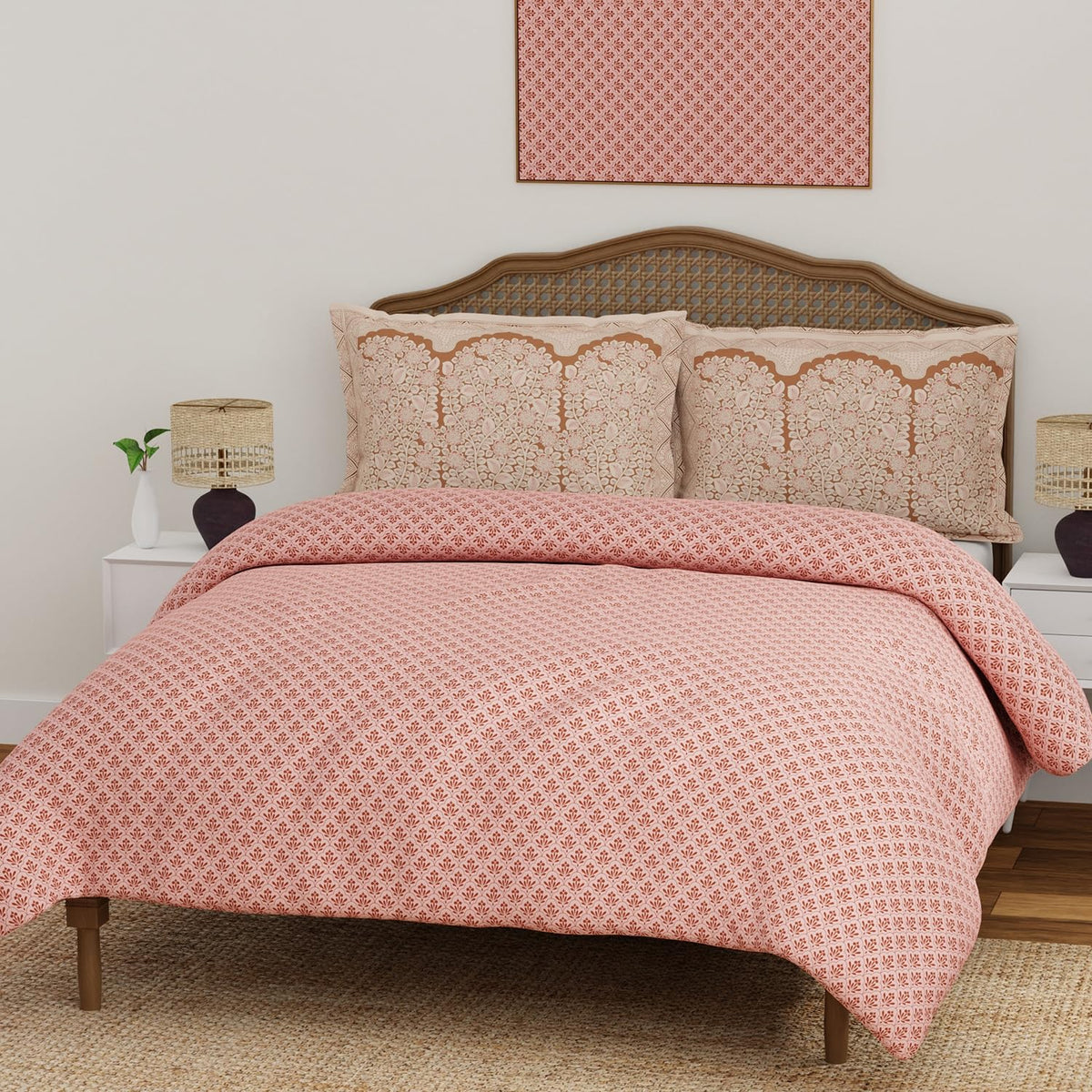 Cotton Bedsheet For King Size With Pillow Cover Set - 108x108 Inches, Pink | Breathable & Light Weight, All Season Comfort-Ideal For Daily Use & Gifting Bedsheet