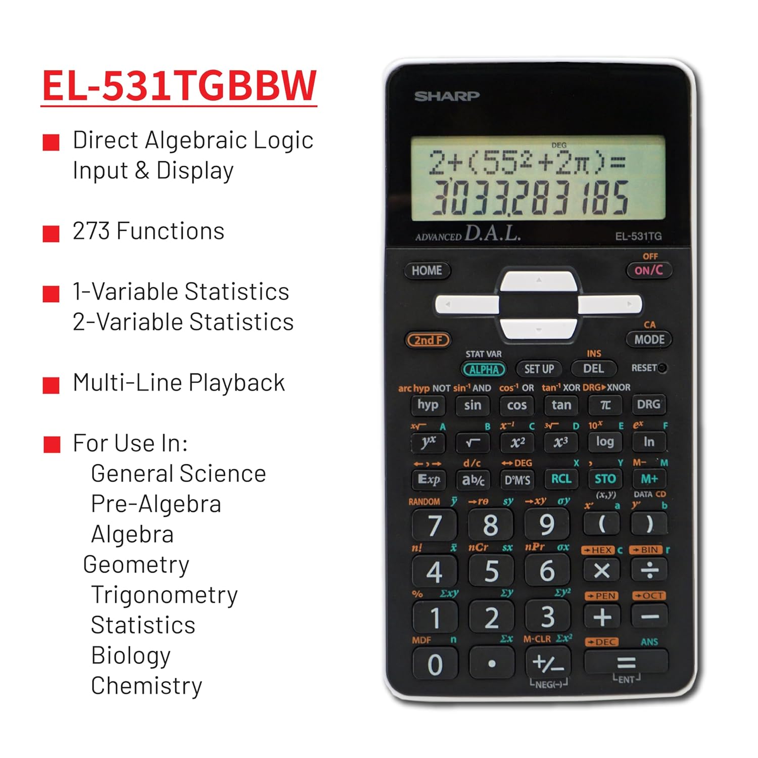 Sharp Scientific Calculator Power Source & Solar Powered, Battery Powered